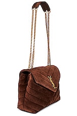 Saint Laurent Small Loulou Chain Bag in Bark Brown, view 4, click to view large image.