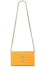 Saint Laurent Cassandre Wallet On Chain in Sweet Honey, view 1, click to view large image.