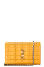 Saint Laurent Cassandre Wallet On Chain in Sweet Honey, view 3, click to view large image.