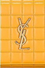 Saint Laurent Cassandre Wallet On Chain in Sweet Honey, view 8, click to view large image.