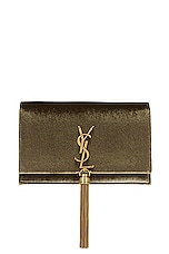 Saint Laurent Kate Tassel Chain Bag in Dark Vintage Olive, view 3, click to view large image.