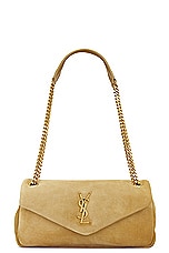 Saint Laurent Calypso Chain Bag in Fallow, view 1, click to view large image.