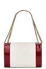 Saint Laurent Small Kate Chain Bag in Off White & Oxblood Red, view 3, click to view large image.