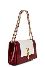 Saint Laurent Small Kate Chain Bag in Off White & Oxblood Red, view 4, click to view large image.