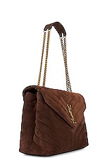 Saint Laurent Medium Loulou Chain Bag in Bark Brown, view 4, click to view large image.