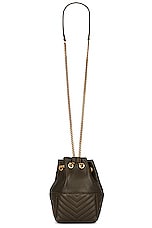 Saint Laurent Mini Joe Bucket Crossbody Chain Bag in Light Musk, view 3, click to view large image.