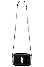 Saint Laurent Mini Lou Chain Bag in Nero, view 1, click to view large image.