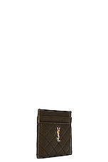 Saint Laurent Monogramme Card Case in Light Musk, view 3, click to view large image.