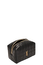 Saint Laurent Small Cassandre Cosmetic Pouch in Noir, view 4, click to view large image.