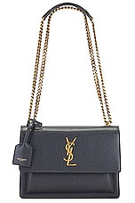 Saint Laurent Medium Sunset Chain Bag in Storm, view 1, click to view large image.