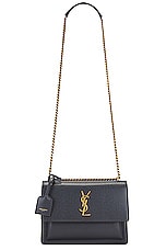 Saint Laurent Medium Sunset Chain Bag in Storm, view 6, click to view large image.