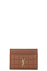 Saint Laurent Cassandre Credit Card Case in Fox, view 1, click to view large image.