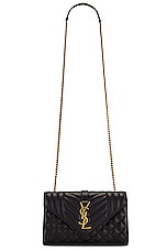 Saint Laurent Small Envelope Chain Bag in Noir, view 1, click to view large image.