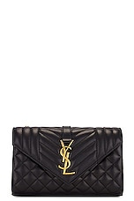 Saint Laurent Small Envelope Chain Bag in Noir, view 3, click to view large image.