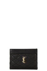 Saint Laurent Gaby Credit Card Case in Nero, view 1, click to view large image.