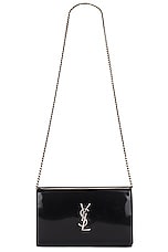 Saint Laurent Classic Chain Cassandre Wallet Bag in Noir, view 6, click to view large image.