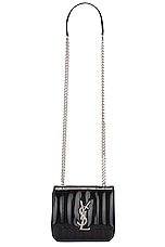 Saint Laurent Small Vicky Chain Bag in Nero, view 6, click to view large image.