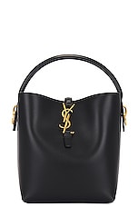 Saint Laurent Small Le 37 Bucket Bag in Nero, view 3, click to view large image.