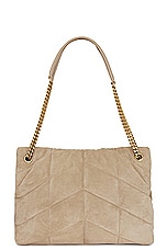 Saint Laurent Medium Puffer Chain Bag in Matt Gold, view 3, click to view large image.