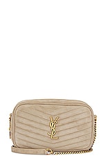 Saint Laurent Mini Lou With Chain Bag in Matt Gold, view 1, click to view large image.