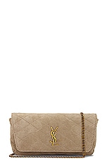 Saint Laurent Gaby Chain Phone Holder Bag in Matt Gold, view 1, click to view large image.