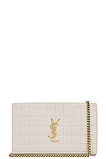 Saint Laurent Cassandre Wallet On Chain in Crema Soft, view 1, click to view large image.