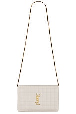 Saint Laurent Cassandre Wallet On Chain in Crema Soft, view 6, click to view large image.