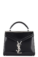 Saint Laurent Mini Cassandra Top Handle Bag in Noir, view 3, click to view large image.