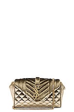 Saint Laurent Small Envelope Chain Bag in Dark Vintage Olive, view 3, click to view large image.