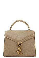 Saint Laurent Mini Cassandra Top Handle Bag in Matt Gold, view 1, click to view large image.