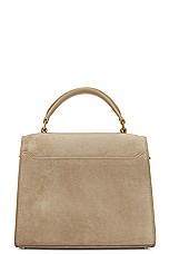 Saint Laurent Mini Cassandra Top Handle Bag in Matt Gold, view 3, click to view large image.