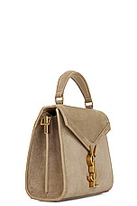 Saint Laurent Mini Cassandra Top Handle Bag in Matt Gold, view 4, click to view large image.
