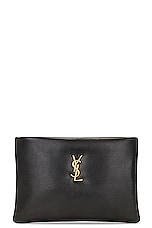 Saint Laurent Small Calypso Pillow Pouch in Noir, view 1, click to view large image.