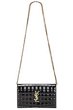 Saint Laurent Classic Cassandre Chain Wallet Bag in Noir, view 1, click to view large image.