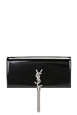 Saint Laurent Kate Tassel Clutch in Nero, view 1, click to view large image.