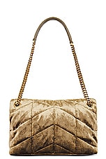 Saint Laurent Small Puffer Chain Bag in Dark Vintage Olive, view 3, click to view large image.