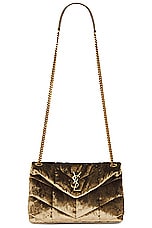 Saint Laurent Small Puffer Chain Bag in Dark Vintage Olive, view 6, click to view large image.