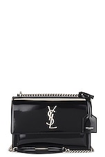 Saint Laurent Medium Sunset Chain Bag in Noir, view 1, click to view large image.