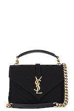Saint Laurent Medium College Chain Bag in Noir, view 1, click to view large image.