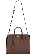 Saint Laurent Small Sac De Jour Supple Carryall Bag in Dark Noisette, view 1, click to view large image.