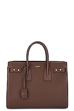 Saint Laurent Small Sac De Jour Supple Carryall Bag in Dark Noisette, view 3, click to view large image.