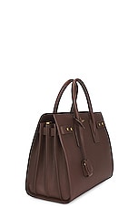 Saint Laurent Small Sac De Jour Supple Carryall Bag in Dark Noisette, view 5, click to view large image.