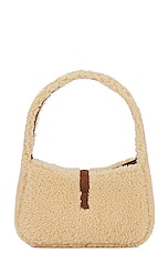Saint Laurent Mini Le 5 A 7 Mini Hobo Bag in Natural Beige & Dark Cigar, view 3, click to view large image.