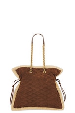 Saint Laurent Le Pochon Tote Bag in Dark Sigaro & Natural Beige, view 3, click to view large image.
