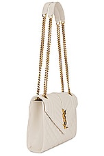 Saint Laurent Medium Envelope Chain Bag in Crema Soft, view 4, click to view large image.