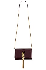 Saint Laurent Kate Tassel Chain Wallet Bag in Dark Red Wine, view 1, click to view large image.