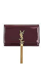 Saint Laurent Kate Tassel Chain Wallet Bag in Dark Red Wine, view 3, click to view large image.