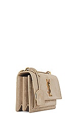 Saint Laurent Small Sunset Chain Bag in Matt Gold, view 4, click to view large image.