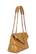 Saint Laurent Small Puffer Chain Bag in Praline, view 4, click to view large image.