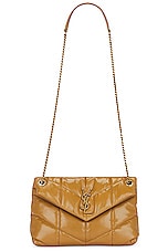 Saint Laurent Small Puffer Chain Bag in Praline, view 6, click to view large image.